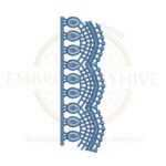 Blue Semi-Circle Lace Border Embroidery Design, Machine Embroidery Pattern for Tablecloth, Pillow Cover, Curtain, Dress, Kurti, Kaftan