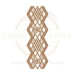 Golden Diamond Mesh Border Embroidery Design, Machine Embroidery Pattern for Tablecloth, Pillow Cover, Curtain, Dress, Kurti, Kaftan