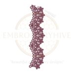 Maroon Lace Curve Border Embroidery Design, Machine Embroidery Pattern for Tablecloth, Bedsheet, Pillow Cover, Curtain, Dress, Kurti, Kaftan