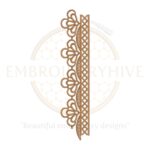 Golden beige petal edge border embroidery design, elegant floral lace border for home decor and garment embroidery projects.