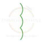 Green vine curve border embroidery design, elegant leafy border pattern for home decor and garment embroidery projects.