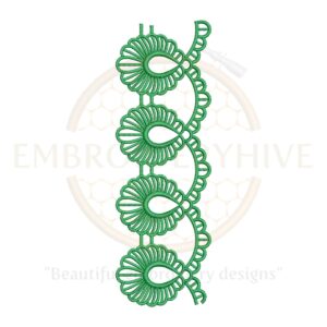 Border Embroidery Design Leaf Spiral (E-0894) for machine embroidery, elegant leaf spiral border pattern for home décor and women’s clothing, instant digital download.