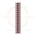 Maroon Paisley Edge Border Embroidery Design, elegant paisley pattern, digital machine embroidery border for clothing and home decor.