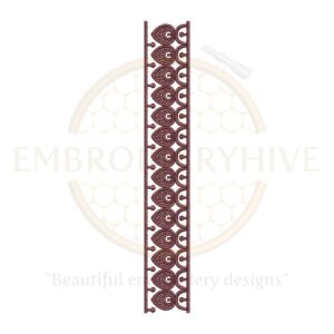 Maroon Paisley Edge Border Embroidery Design, elegant paisley pattern, digital machine embroidery border for clothing and home decor.
