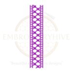 Purple Ladder Net Border Embroidery Design, geometric lace border pattern, machine embroidery for clothing and home decor.