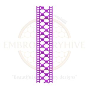Purple Ladder Net Border Embroidery Design, geometric lace border pattern, machine embroidery for clothing and home decor.