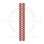 Red Crisscross Loop Border Embroidery Design, geometric lace border pattern, digital machine embroidery for home decor and clothing.