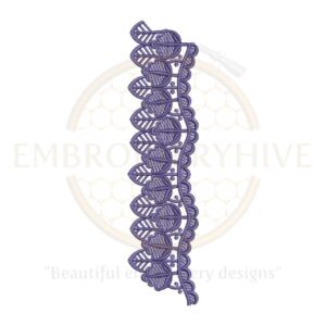Violet Leaf Curve Border Embroidery Design, floral leaf curve pattern, machine embroidery border for clothing and home decor.