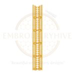 Yellow geometric lace border embroidery design, elegant modern border pattern for home decor and garment embroidery.