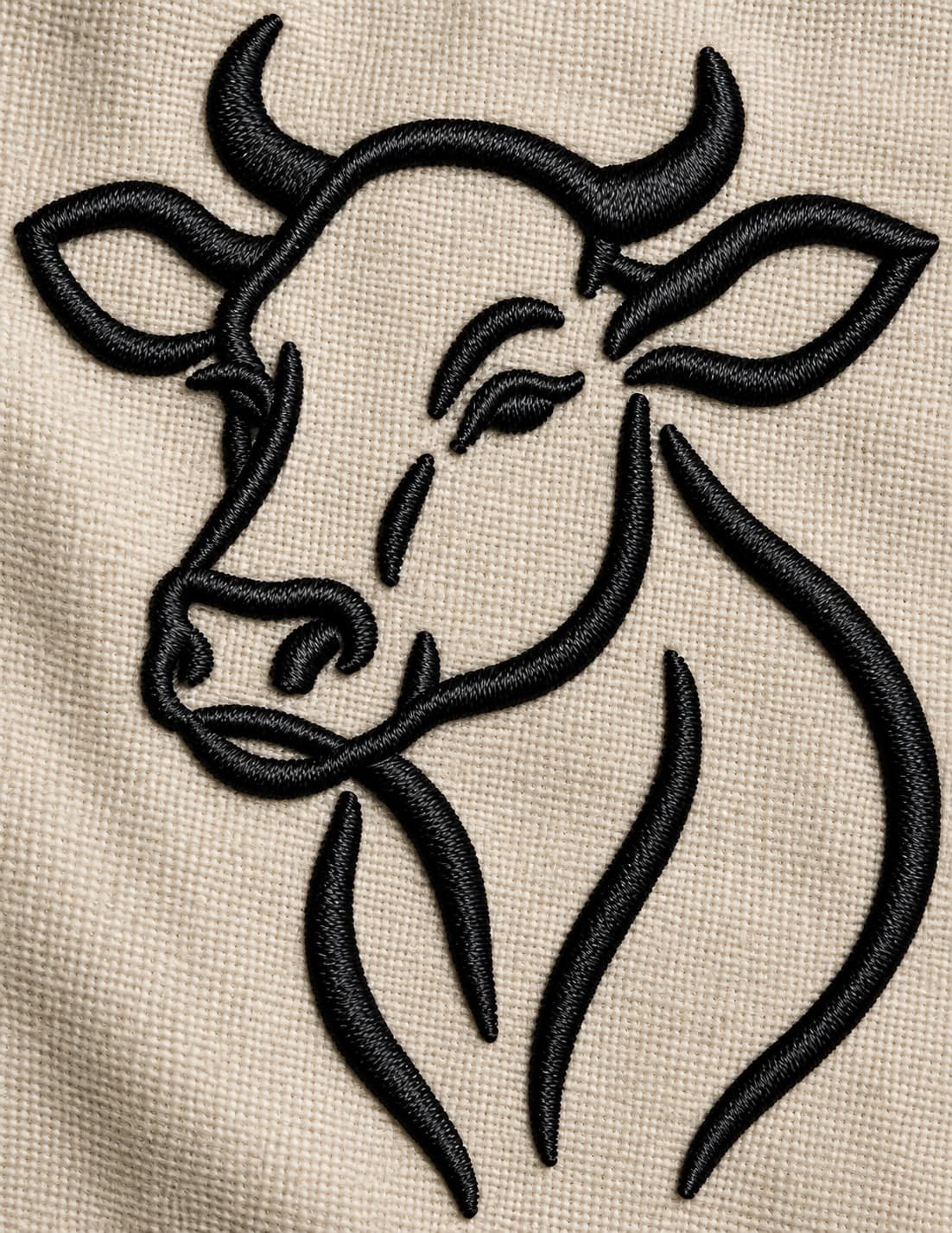 Cow Head Outline Embroidery Design - Image 3