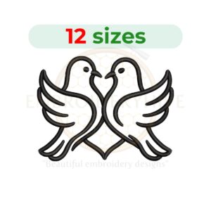 Dove Outline Embroidery Design, minimalist bird embroidery pattern for peace-themed projects, machine embroidery digital download.