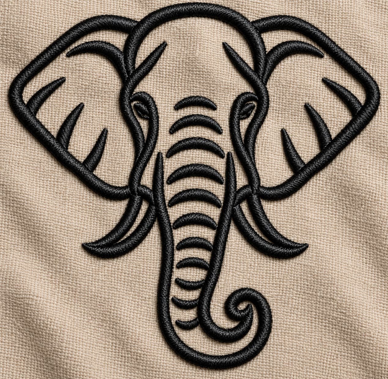 Elephant Head Outline Embroidery Design - Image 3