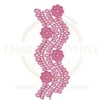 Floral Border Embroidery Design Floral Wave Lace (E-0893) for machine embroidery, elegant floral lace border pattern for home décor and women’s clothing, instant digital download.
