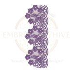 Flower Border Embroidery Design, Purple Lace Flower Border, Machine Embroidery Pattern for Table Cloth, Dress, Kurti, Kaftan, Home Decor