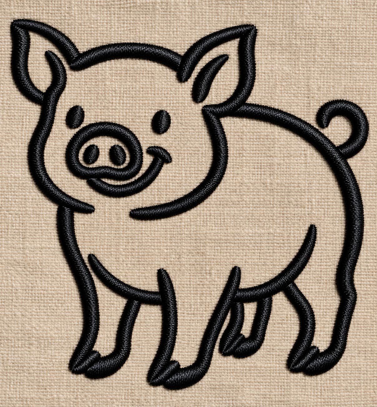 Pig Outline Embroidery Design - Image 3