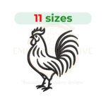 Rooster outline embroidery design for machine embroidery, farm animal sketch stitch, digital rooster embroidery file.