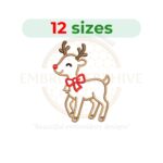 Rudolf Reindeer Outline Embroidery Design, Machine Embroidery Pattern for Christmas Projects and Winter Apparel, 2–7.5 inches