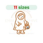 Halloween Boy Outline Embroidery Design, Machine Embroidery Pattern for Halloween Decorations, Costumes, and Crafts, 2.5–7.5 inches