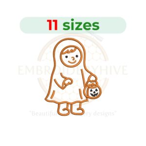 Halloween Boy Outline Embroidery Design, Machine Embroidery Pattern for Halloween Decorations, Costumes, and Crafts, 2.5–7.5 inches