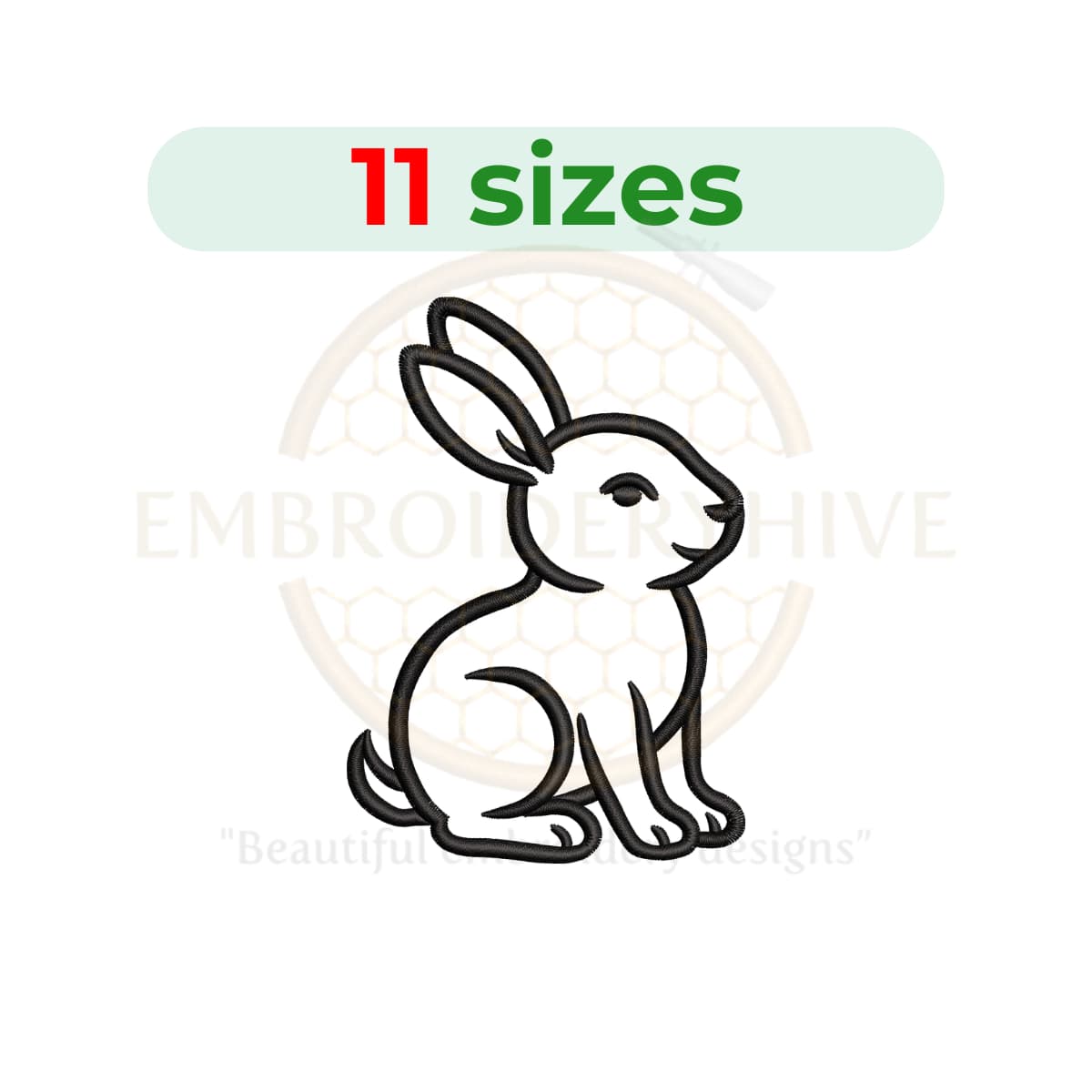 Bunny outline embroidery design for machine embroidery, single-line rabbit stitch, cute animal digital embroidery file.
