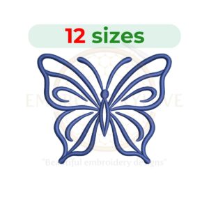 Butterfly Outline Embroidery Design in multiple sizes, digital download for embroidery machines.