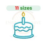 Cake Embroidery Design, Birthday Cake Machine Embroidery Pattern for Towels, Aprons, and Gifts, 1.5–7.5 inches