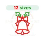 Christmas Bell Outline Embroidery Design, Machine Embroidery Pattern for Holiday Decorations and Festive Apparel, 2–7.5 inches