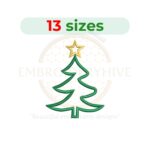Christmas Tree Outline Embroidery Design, Machine Embroidery Pattern for Holiday Decorations and Clothing, 1.5–7.5 inches