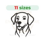 Simple Dog Head Outline Machine Embroidery Design in multiple sizes, digital download for embroidery machines.