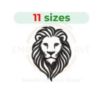 Lion head outline embroidery design, majestic lion face silhouette, digital download for machine embroidery.