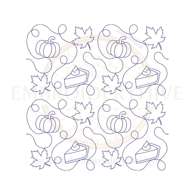 thanksgiving day pumpkin Quilting embroidery Design | Edge to Edge Quilt Block - Image 2