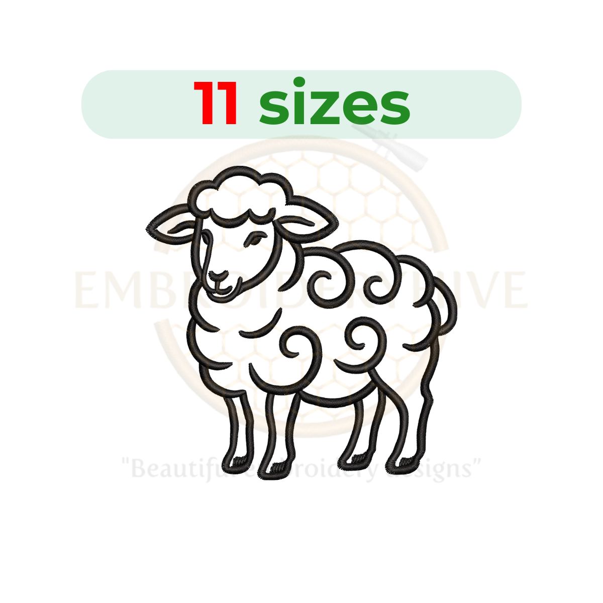 Sheep outline embroidery design, farm animal silhouette for machine embroidery, instant digital download.