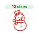 Snowman Outline Embroidery Design, Machine Embroidery Pattern for Winter Decorations and Clothing, 2–7.5 inches