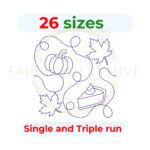 Thanksgiving day pumpkin quilting embroidery design, fall quilt block, pumpkin edge to edge machine embroidery pattern, autumn quilting design digital download.