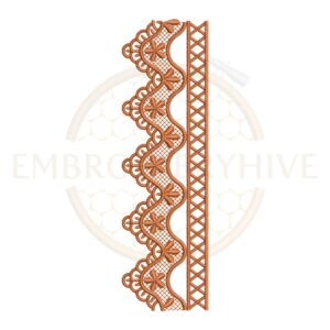 Lace Scallop Weave border embroidery design, decorative lace-style machine embroidery pattern, elegant scallop border for clothing and home decor.