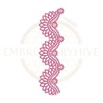 Lotus arch curve border embroidery design, floral curved machine embroidery border, digital lotus lace pattern download.