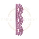 Vintage scallop net border embroidery design, classic scalloped lace machine embroidery pattern, digital border design download.