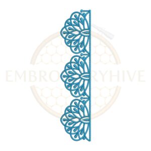 Petal Fan Edge border embroidery design, decorative floral edge machine embroidery pattern, digital border design for clothing and home decor.