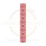 Red circle wheel border embroidery design, geometric border machine embroidery pattern, digital border for home décor and clothing.