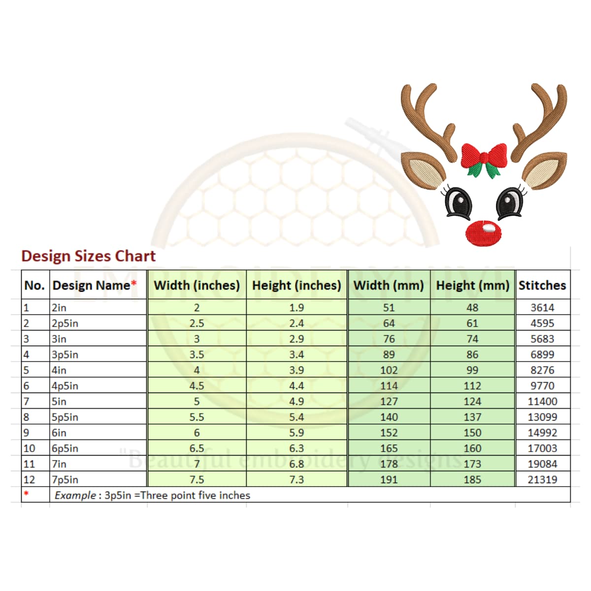 Christmas Reindeer head embroidery design - Image 2