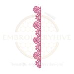 Side floral lace border embroidery design, delicate floral machine embroidery pattern for garments and home décor, digital download.