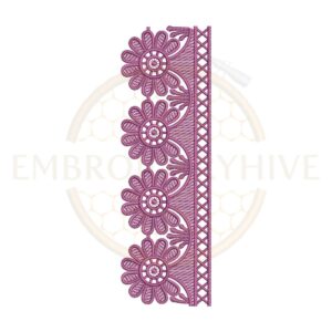 Floral Daisy Curve border embroidery design, floral curve machine embroidery pattern, decorative daisy border for clothing and home decor.