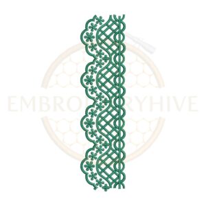 Shamrock garden lace flower border embroidery design, floral vine border machine embroidery pattern, digital download for home decor and clothing.