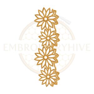 Sunburst flower vine border embroidery design, floral vine machine embroidery pattern, decorative flower border digital download.