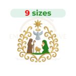 Christmas Nativity Scene Embroidery Design, holy family and manger embroidery pattern, religious Christmas embroidery for decor and gifts, digital download.