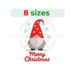 Christmas Winter Gnome embroidery design Embroidery Design, festive gnome with holiday hat and lettering, Christmas machine embroidery pattern, available in 8 sizes for instant download.