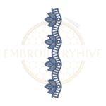 Blue petal curve border embroidery design (E-0959), machine embroidery digital file, size 1.38×6.94 inches, instant download.