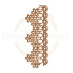 Brown daisy chain border embroidery design (E-0955), digital machine embroidery file, size 2.55×7.08 inches, instant download.