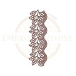 Brown leafy vine border embroidery design E-0942, elegant leaf and vine pattern for machine embroidery, suitable for clothing and home décor.