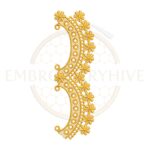 Golden curved daisy lace border embroidery design (E-0957), machine embroidery digital file, size 2.33×7.24 inches, instant download.